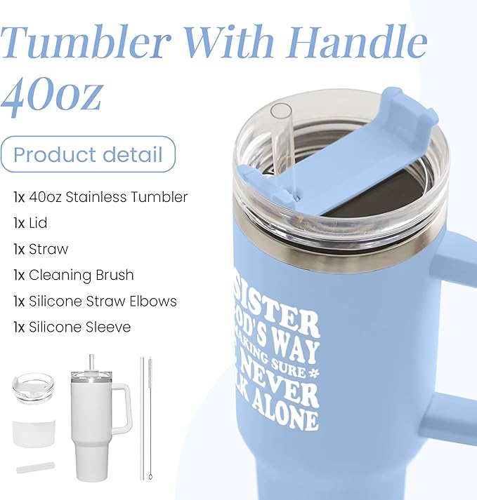 SANDJEST Sisters Gifts from Sister - Tumbler 40oz Stainless Steel Insulated with Handle and Straw Christmas Birthday Friendship Gifts for Soul Sister BFF Bestie Best Friends - Bloomnest