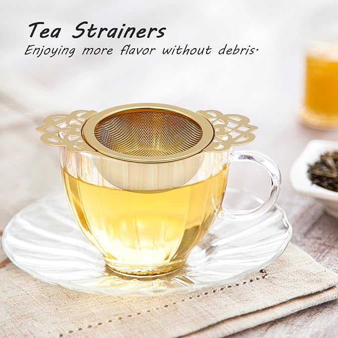 304 Stainless Steel Tea Drain Strainer Tea Filter Mesh Tea Drip Bowls Teapot Strainer With Petal Handles Tea Divider, Pack Of 4 - Bloomnest