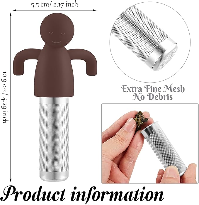 Hicarer 2 Pieces Tea Infuser for Loose Tea Cute Fine Mesh Tea Strainer Stainless Steel Tea Filter Ball Tea Diffuser Steeper for Teacups Teapots (Gray,Dark Brown)