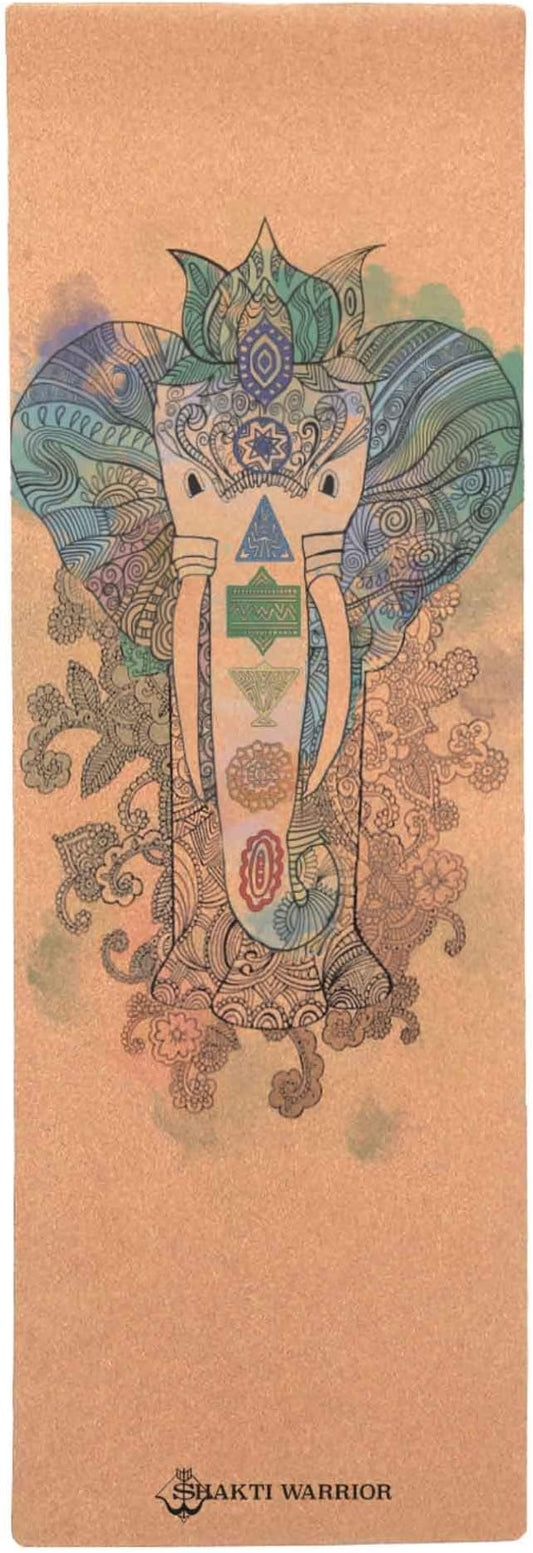 Shakti Warrior Cork Yoga Mat - Artist Designed, Premium Printed Eco-Friendly Non-Slip mat, Great for Regular & Hot Yoga, Pilates, Workouts 72 inch x 24 inch x 3mm Thick - Bloomnest