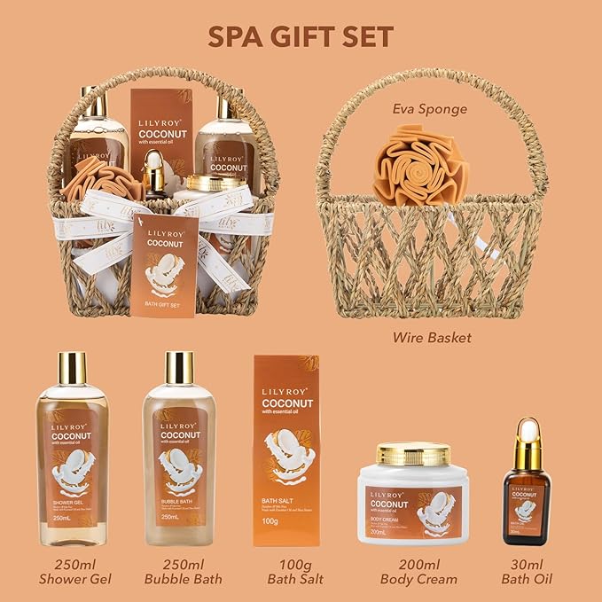 Valentines Day Gifts for Women - 7Pcs Luxury Bath and Body Gift Basket Set for Women & Men Perfect Gift | Mothers Day Gifts for Mom, Fathers Day, Birthday, Christmas Gift for Her & Him All Occasion - Bloomnest