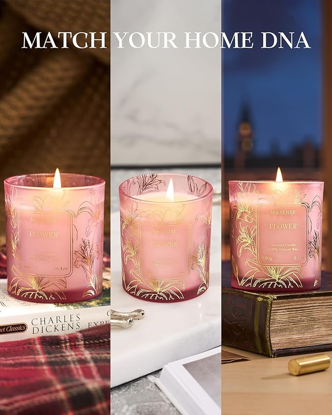 M&SENSE Forest Scented Vegan Soy Candles,8.1oz 42-Hour Slow Burning Time,No Toxin Naturally Scented Candles for Fall Winter Bathtub Aromatherapy Calming Home Fragrance, Thanksgiving Christmas Gifts - Bloomnest