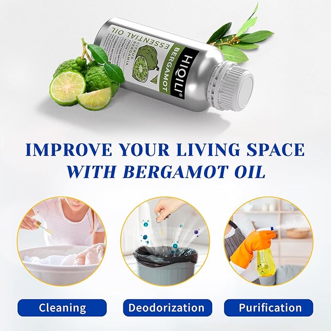 HIQILI Bergamot Essential Oil for Diffuser, Skin, Hair, DIY, 100% Pure & Natural - 16 Fl Oz (500 mL) - Bloomnest