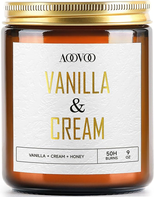 AOOVOO Vanilla Cream Candles - 9 oz Scented Candles, Aromatherapy Candle, Soy Candle for Home Scented - Bloomnest