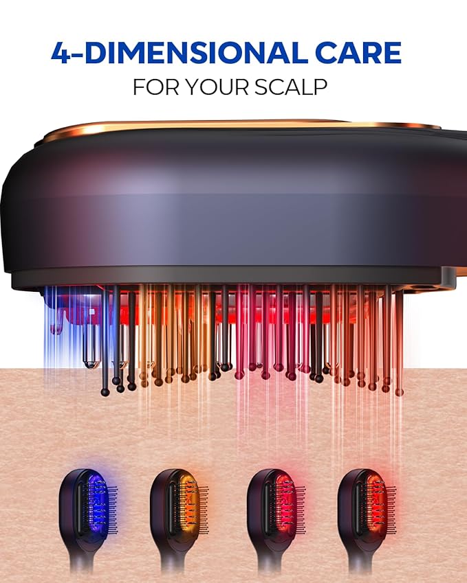 3-in-1 Hair Scalp Massager with Hair Oil Applicator, Electric Head Massager for Home Spa, IPX6 Waterproof 2500mAh Scalp Brush, Detangling Hair Comb -Ideal Gift for Women & Men Bloomnest