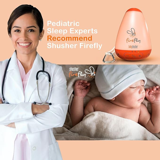 Baby Shusher Firefly Baby Soother for Crying Babies with Nightlight - White Noise Sound Machine, Baby Soother for Sleeping, Newborn Essentials for Crib, USB Rechargeable - 1 Count - Bloomnest