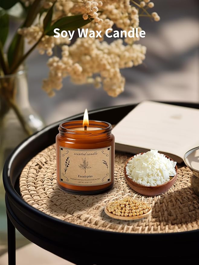 Home Scented Candles, 16oz Large Jar Scented Candle – Eucalyptus Soy Wax Candle with 100 Hour Burn Time, Long Lasting Aromatherapy Candle for Stress Relief, Fresh Home Fragrance & Spa Gifts - Bloomnest