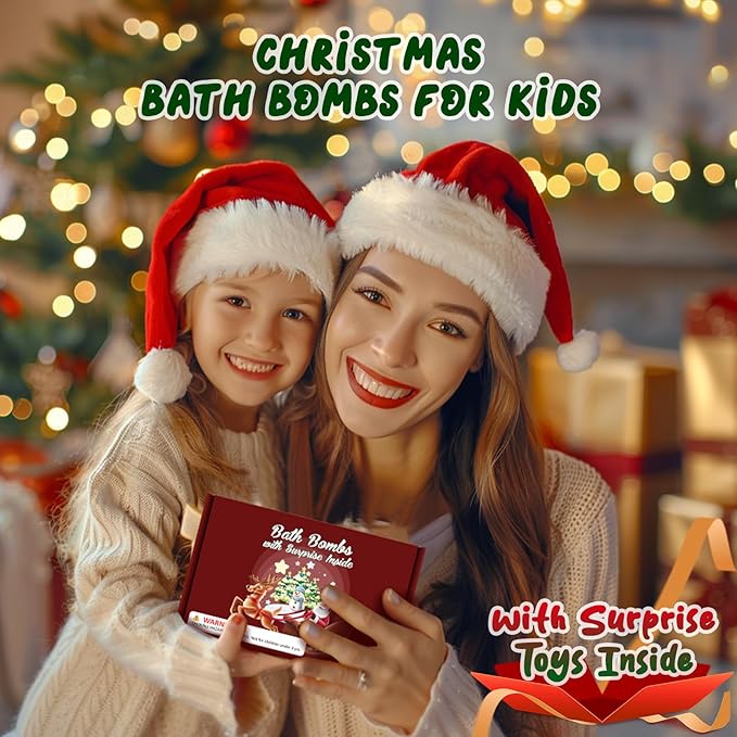 Christmas Bath Bombs for Kids with Surprise Toys Inside, 2025 Christmas Stocking Stuffers Gift for Kids, 6 Pack Bubble Bath Bomb for Boys Girls Toddlers - Bloomnest