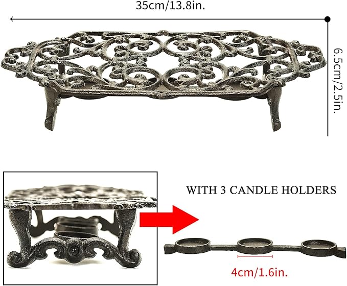 Sungmor Heavy Duty Cast Iron Teapot Dish Warmer Stable Holder for Tealight Stand | Tealight Warmer Decorative Stove for Villa Yard Balcony-Flower Shape - Bloomnest