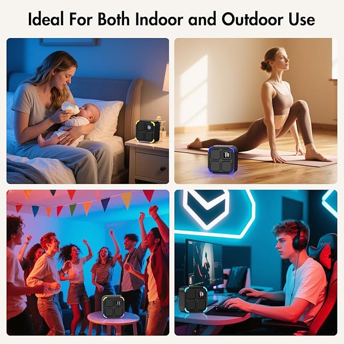 Sound Machine White Noise Machine with 30 Soothing Sounds, 10W Bluetooth Wireless Speaker Alarm Clock with Lights, Rechargeable Sleep Machine with Timer, Gifts for Boys Girls Baby Kids Teens Adults