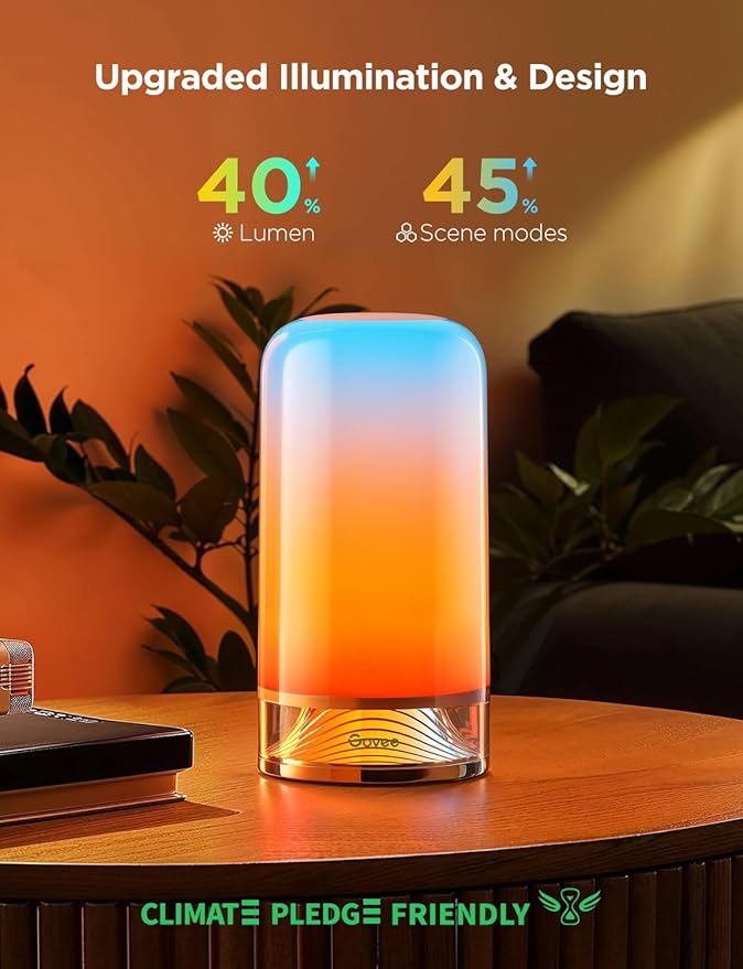 Govee RGBIC Smart Table Lamp 2, Touch Bedside Small Table Lamp Work with Matter, Alexa, LED Desk Lamp with 64 Scene Modes, Color Changing Lamp for Bedroom Living Room Dimmable Night Light(Corded) - Bloomnest