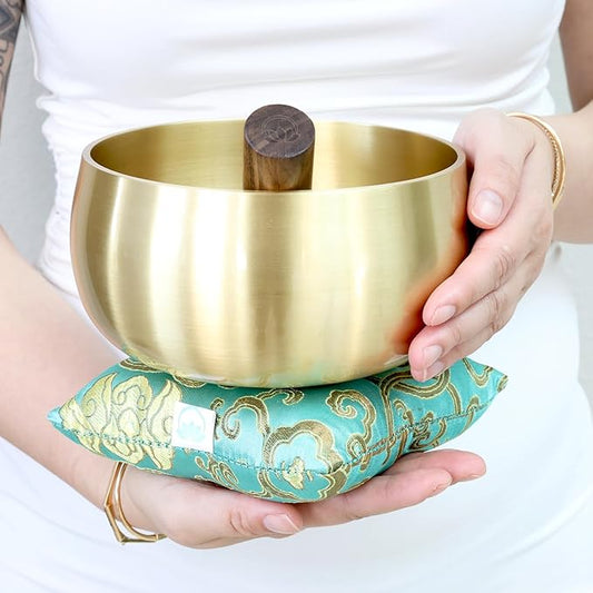 ZENPROSPERA Tibetan Singing Bowl Set – 6-Inch Sound Bowl for Meditation, Relaxation & Stress Relief | The ZenProspera Bowl - Lotus Edition - With Mallet, Gift Box, & Cushion