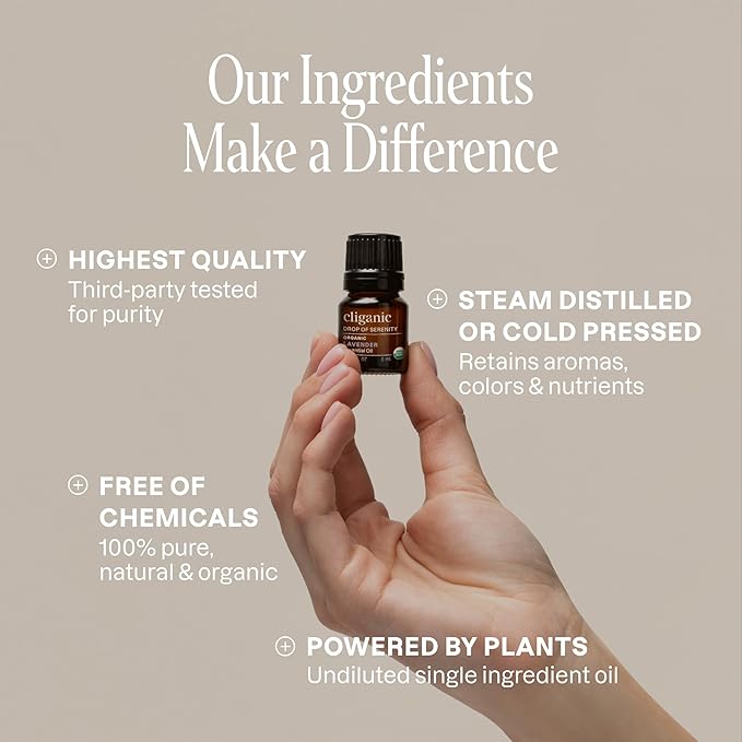 Cliganic Organic Essential Oils Set (Top 5 x 15ml) - 100% Pure Natural - Aromatherapy, Candle Making - Peppermint, Lavender, Eucalyptus, Lemongrass & Orange - Bloomnest