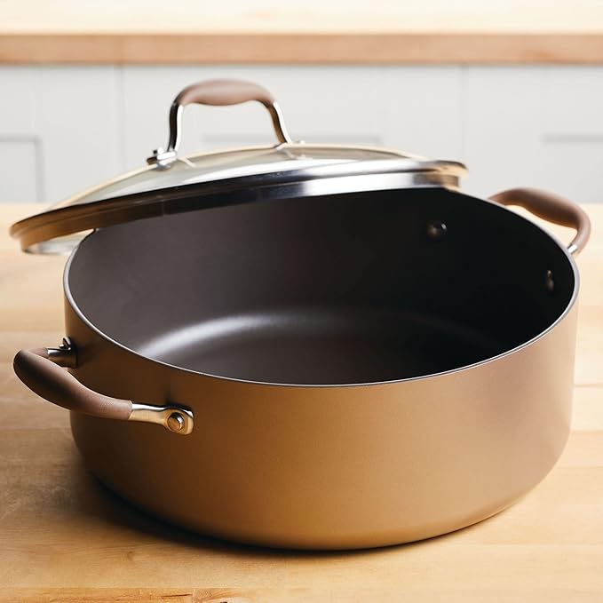 Anolon Advanced Home Hard-Anodized Nonstick Wide Stock Pot/Stockpot (7.5-Quart, Bronze) - Bloomnest