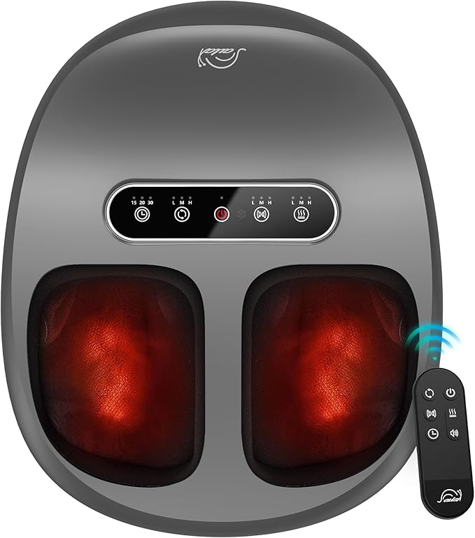 Snailax Foot Massager with Heat and Compression, Shiatsu Foot Massager for Neuropathy and Plantar Fasciitis, Deep Kneading, Rolling, Remote Control, Fits up to Size 14, Gifts - Bloomnest
