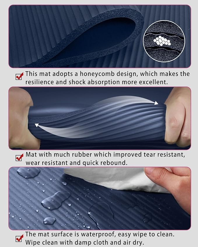 Yoga Mat Thick Wide Yoga Mats for Women Men Large Exercise Mat 78"x35" 1/2 Inch Workout Mat for Home Gym, with Carrying Yoga Bag