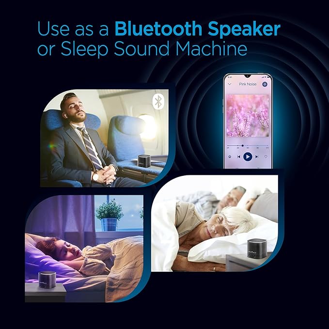 Sound Oasis® Bluetooth® Tinnitus Sound Therapy System® - Sleep Better, Manage and Mask Tinnitus, 25 Built-in Sounds for Tinnitus Relief, 12-Hour Sound Duration - Bloomnest
