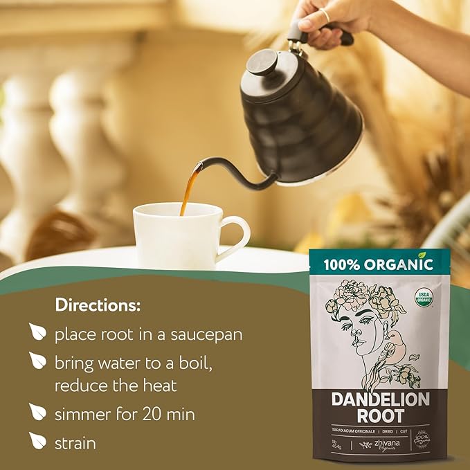 Dandelion Root Organic - Dandelion Tea - Diente de Leon Organico – Natural Cleansing, Gut Flora, Digestion, Liver, Skin – 4 oz - Bloomnest