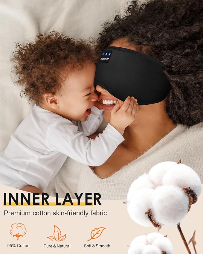 Sleep Headphones Bluetooth 5.4 Sleeping Eye Mask for Mom Women Men Wireless Music Earphones for Side Sleepers Built-in HD Speakers Cool Gadgets Unique Gifts - Bloomnest