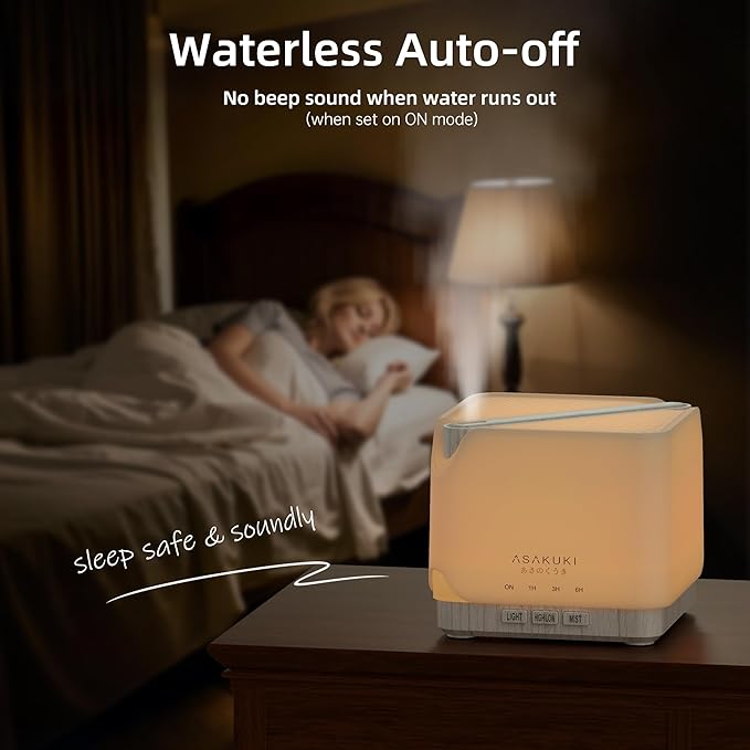 ASAKUKI 700 ml Premium Essential Oil Diffuser, 5 in 1 Ultrasonic Aromatherapy Fragrant Oil Vaporizer Humidifier, Timer and Auto-Off Safety Switch, 7 LED Light Colors - Bloomnest