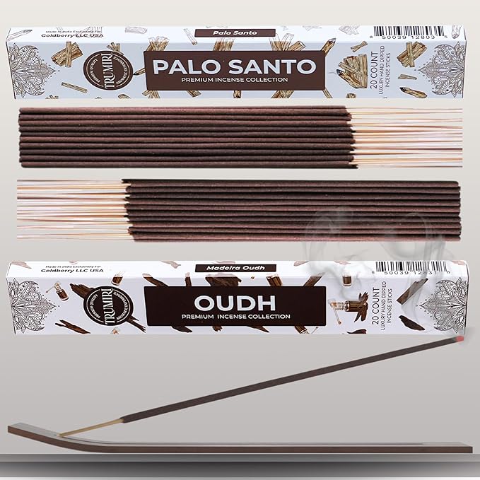 Trumiri Incense Sticks - Combo Pack of 40 Insence-Sticks - 20 Palo Santo + 20 Oud - Insenses - Insents - Incents - Inscense - Incence - Incienso - All Natural Incense Sticks TRUMIRI