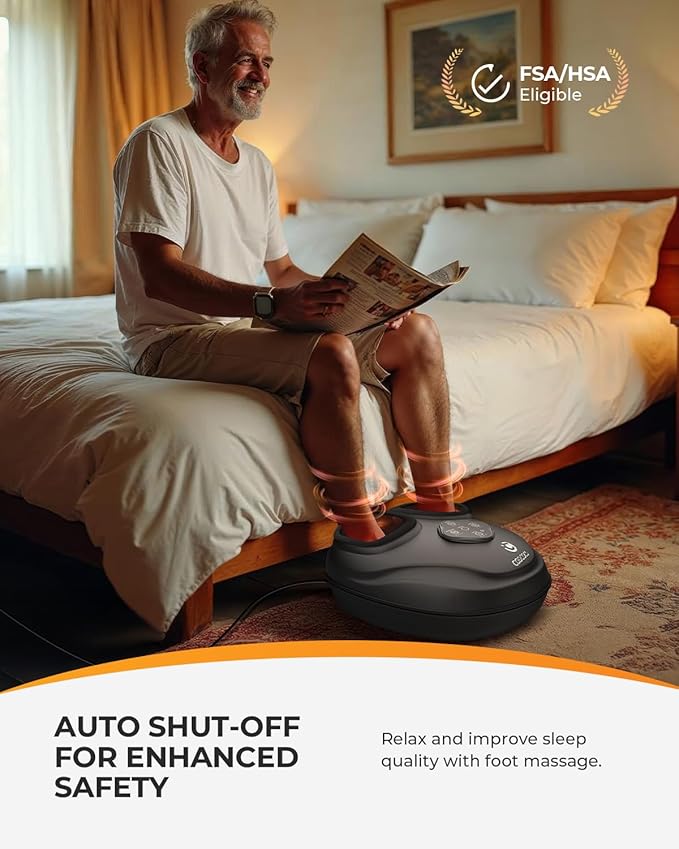 CooCoCo Upgraded Shiatsu Foot Massager - FSA Eligible, Foot Massager for Plantar Fasciitis, Neuropathy, HSA Feet Massager with Heat, Christmas Gifts for Women Men, Foot Pain Relief, Home Office Use - Bloomnest