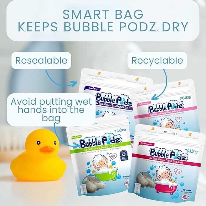 TruKid Bubble Podz Bubble Bath for Kids, Toddlers, & Babies, Tear Free Gentle & Refreshing Bath Bomb for Sensitive Skin with Natural Moisturizers, Non-Toxic, pH Balanced, Lavender Scent (24 Podz) - Bloomnest