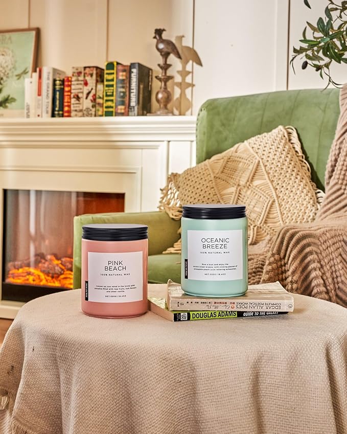 M&SENSE Candle Oceanic Breeze Scented, 19.4oz 110 Hour Long Lasting 2 Wick Pineapple & Mango Scent Natural Soy Candles for Home Scented for Stress Relief & Women/Men - Bloomnest