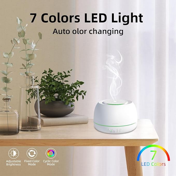 300ML Essential Oil Diffuser - 8 Hours Run Time, Aromatherapy Diffuser with Remote Control, 7-Color LED Lights for Home, Bedroom - Bloomnest