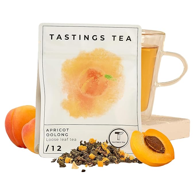 Tastings Tea Apricot Oolong Loose Leaf, 2.55 oz | Smooth & Juicy Blend from Fujian Province China | Medium Caffeine | Naturally Sweet & Elevating | Small Batch & Sustainably Sourced | Resealable Pouch - Bloomnest