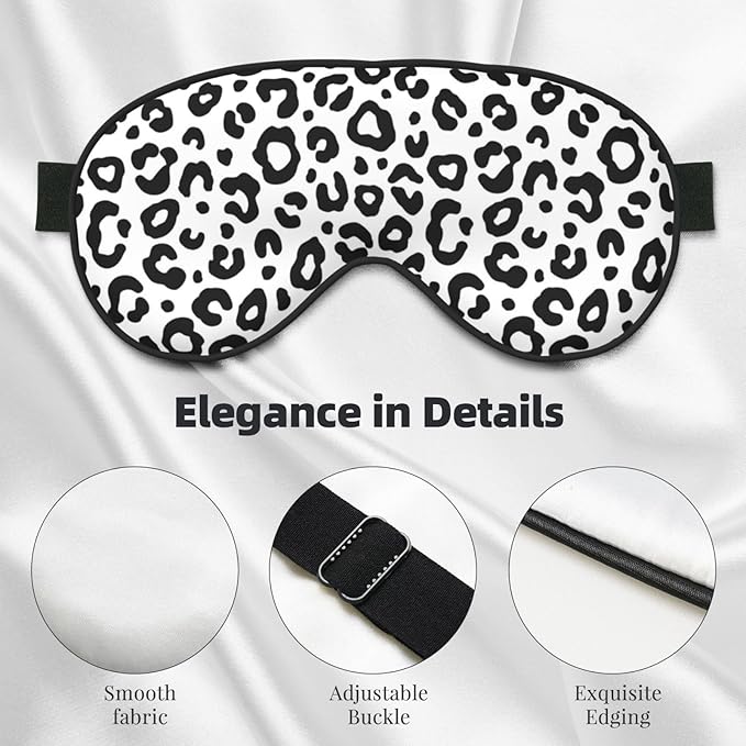 Sleep Eye Mask Black and White Leopard Sleep Mask for Women Men Comfortable Eye Mask with Adjustable Strap Soft Eye Cover Blindfold for Travel Yoga Nap Shift Work - Bloomnest
