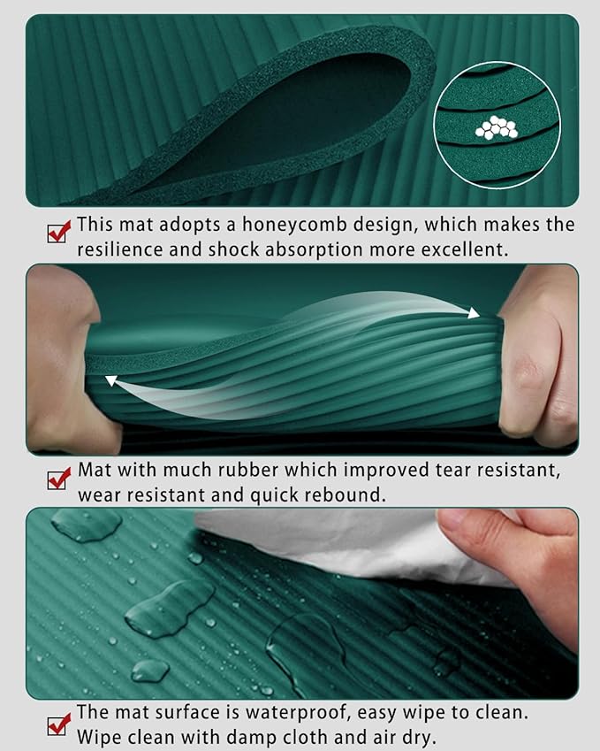 Yoga Mat Thick Wide Yoga Mats for Women Men Large Exercise Mat 78"x35" 1/2 Inch Workout Mat for Home Gym, with Carrying Yoga Bag