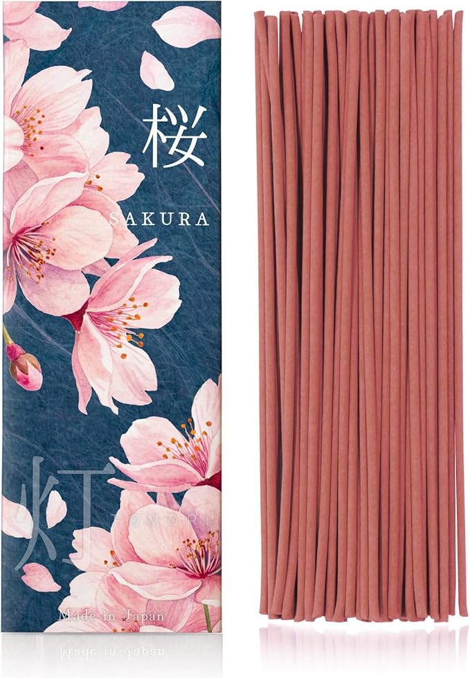 Sakura CherryBlossoms Premium Japanese Incense Sticks 60sticks Coreless Low Smoke Natural Charcoal Free Non Toxic Kyoto Aroma Aromatherapy Meditation Calming Stress Relief Relaxation TOMORI VECTillJapan-TOMORIofficial-