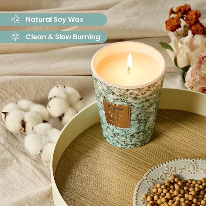M&SENSE BambooStream Scented Candles for Home, Lead-Free Wick Highly Scented Jar Candles, 14.1 Oz 80 Hours Lasting Burning Candles Gifts for Women, Relaxing Aromatherapy Candle for Stress Relief - Bloomnest