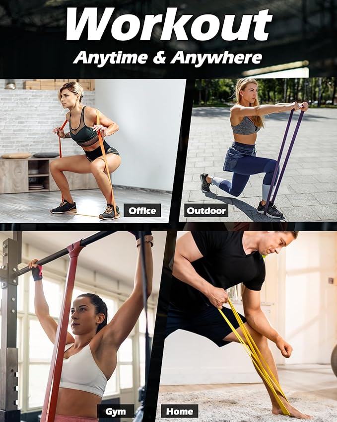 Zacro Resistance Bands, 6 Resistance Levels Pull Up Assistance Bands, Exercise Bands for Men&Women, Heavy Duty Resistance Band Set with Door Anchor, for Working Out, Muscle Training, Physical Therapy - Bloomnest