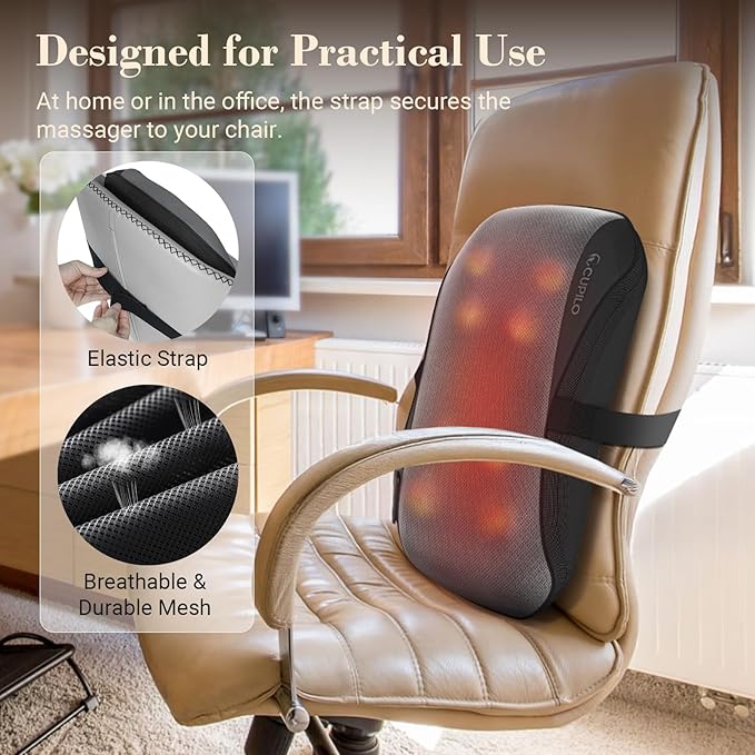 Back Massager for Pain Relief Deep Tissue, 2025 Upgrade 8 Massage Nodes for Upper and Lower Back, Shiatsu Back Massager with Heat for Chair, for Women Men(Corded) - Bloomnest