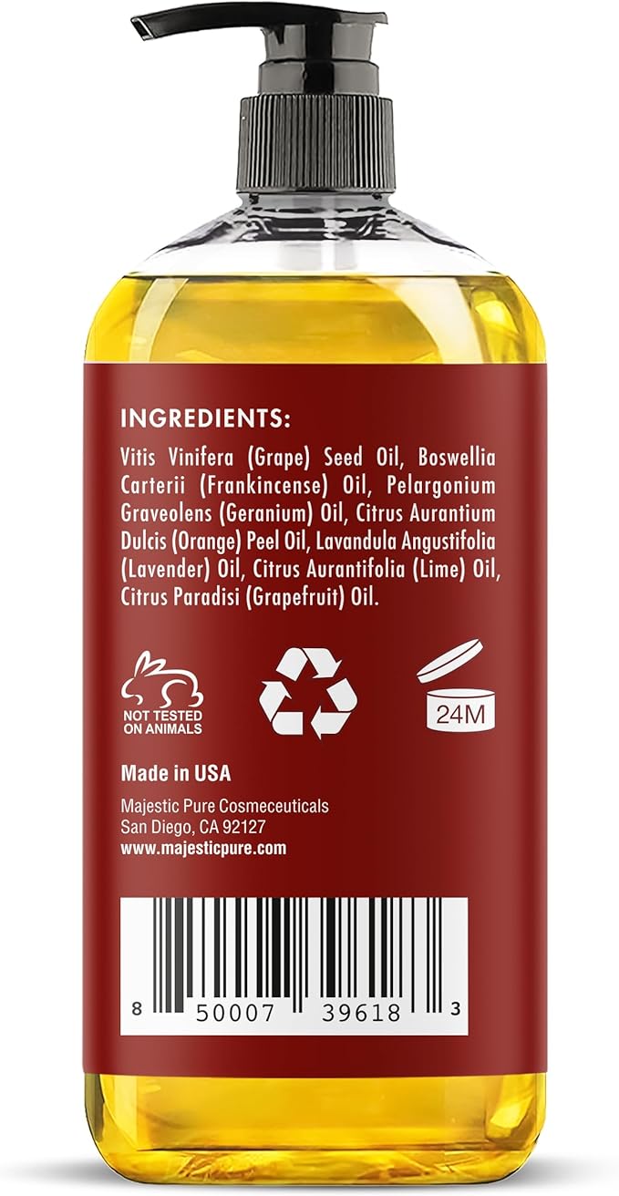 MAJESTIC PURE Frankincense Scar and Stretch Massage Oil for Massage Therapy - Refreshing, and Relaxing - Natural Oils with Frankincense Essential Oil - for All Skin Types - Men and Women - 8 fl oz - Bloomnest