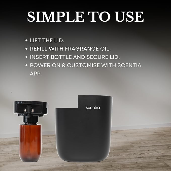 Smart Plug-in Diffuser with App Control | Waterless Cold Air Diffuser | My Way Hotel-Inspired Scent Included | 500 Sq. Ft. Coverage | Mother's Day & Housewarming Gift | Black - Bloomnest