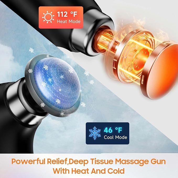 Massage Gun with 10 Replacement Heads, Massage Gun with Heat, Back Massager for Pain Relief Deep Tissue, Massager for Shoulder & Back Muscle Recovery, - Bloomnest