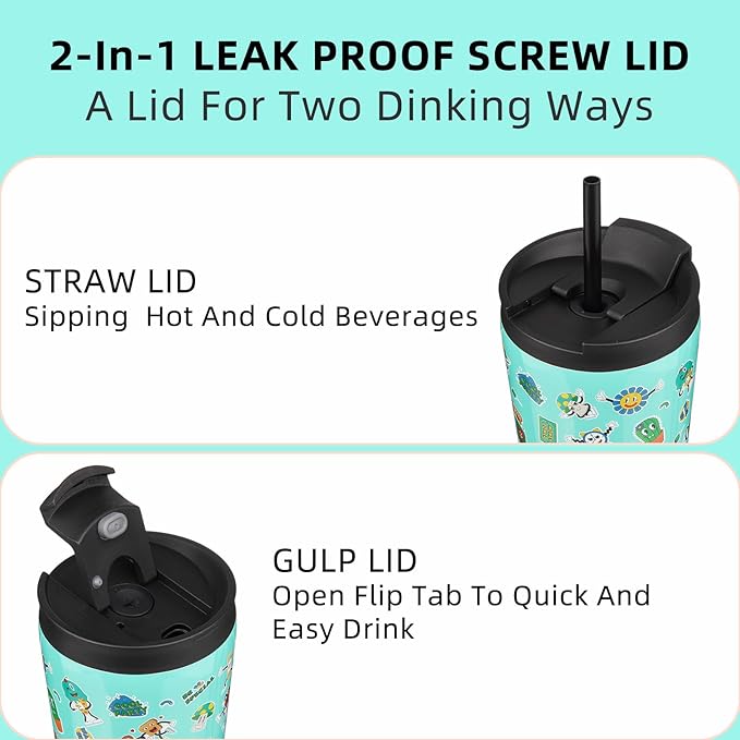 BJPKPK 34oz Stainless Steel Insulated Tumbler With lid And Straw Travel Coffee Thermal Tumblers Cup For Women And Men,Spring Party Green - Bloomnest