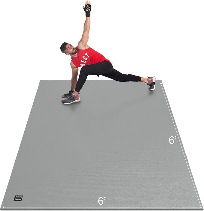 GXMMAT Large Exercise Mat 6'x4'/6'x5'/6'x6'(7mm), Thick Workout Mats for Home Gym Flooring, Extra Wide Non-Slip Durable Cardio Mat, Shoe Friendly, Perfect for Plyo, MMA, Jump Rope, Weights, Fitness - Bloomnest
