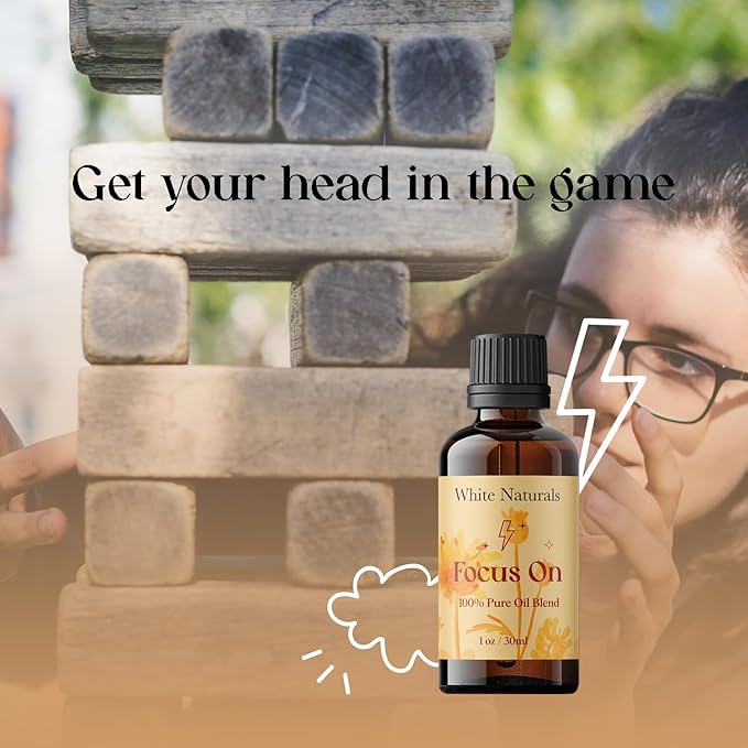White Naturals Focus On Essential Oil Blend – Refreshing Aromatherapy Oil for Clarity & Attention, 100% Pure & Natural Essential Oils for Productivity, 1oz - Bloomnest