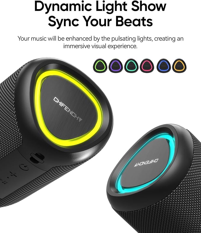 Portable Bluetooth Speaker with Lights, Stocking Stuffers, Powerful Crystal Clear Sound, IPX5 Waterproof, All Day Playtime, BT 5.3, TWS Paring, Small Wireless Speaker for Outdoor, White Elephant Gifts - Bloomnest
