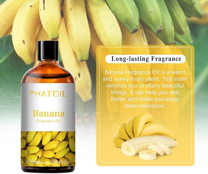 PHATOIL 3.38FL.OZ Banana Fragrance Oils for Aromatherapy, Essential Oils for Diffusers for Home, Perfect for Diffuser, Yoga, Skin Care, DIY Candle and Soap Making - 100ml - Bloomnest