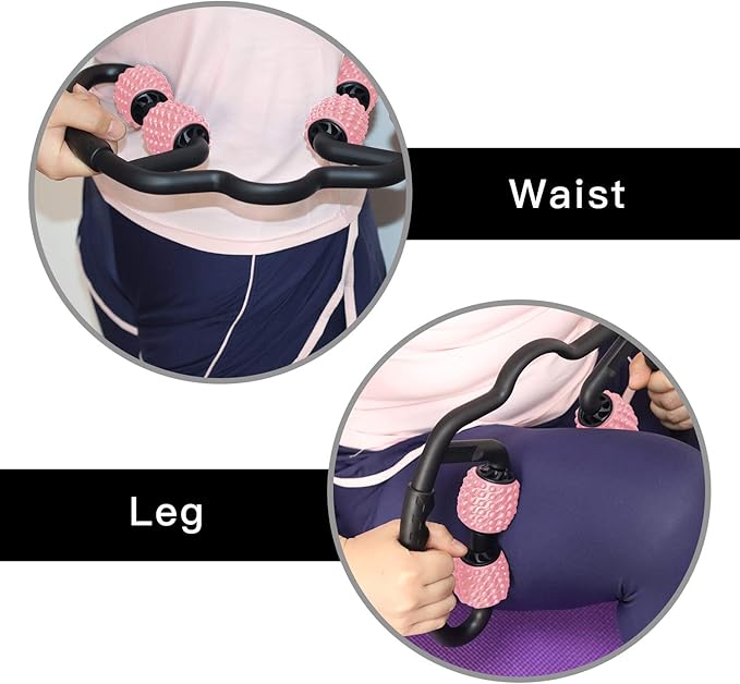 Cellulite Massage Tool Muscle Roller - Deep Fascia Massager & Dimpled Skin Remover for Legs, Thighs & Buttocks - Anti-Cellulite Roller, Smooth Skin, Pain Reliefs (Black Pink) - Bloomnest