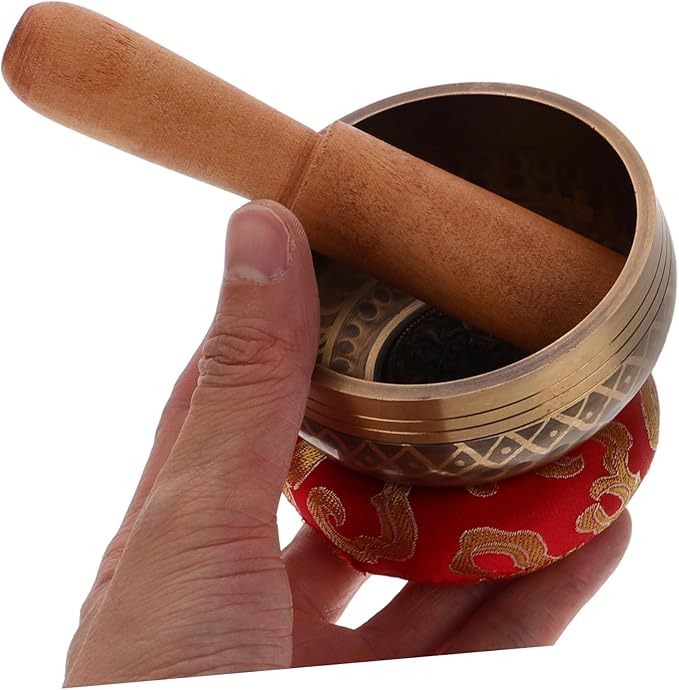 BESPORTBLE 1Set Singing Bowl with Wooden Mallet Handicraft Sound Bowl for Meditation Home Decor and Relaxation Durable Multi Purpose Decorative Bowl - Bloomnest