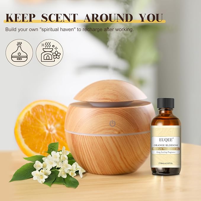 EUQEE Orange Blossom Fragrance Oils, 2.02 Fl oz/60ml Essential Oils with Glass Dropper for Diffusers, Soap Candle Making, Aromatherapy - Bloomnest