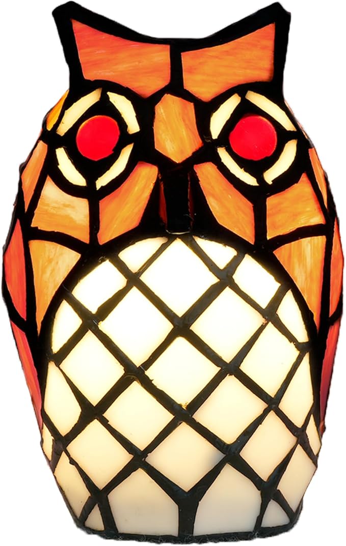 Tiffany Lamp Stained Glass lamp Small Bedside Table Lamps for Living Room Home Decor,Girls Women Birthday Halloween Christmas Thanksgiving Day Gift,Owl - Bloomnest