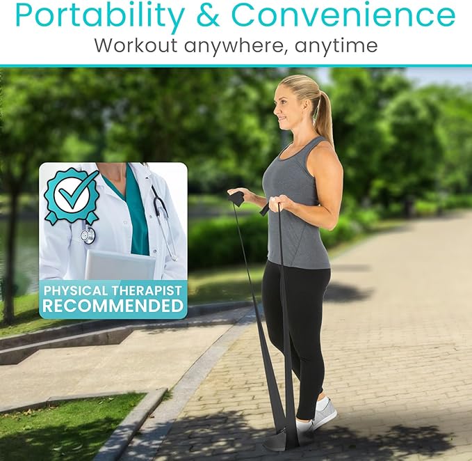 Vive Professional Resistance Bands - 25 Yard Non-Latex Roll for Physical Therapy, Lower and Upper Body Exercise Workout - Straight Elastic for Strength Training, Rehabilitation, Women, Men - Bloomnest