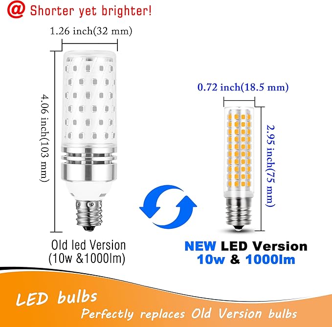 E17 10 Watt LED Bulb 100W Equivalent 2700K Warm White 1000lm Non-Dimmable 120V E17 Intermediate Base LED Bulb for Desk Lamp, Ceiling Fan Lights, Headboard Reading Lights, Chandelier, 3 Pack - Bloomnest